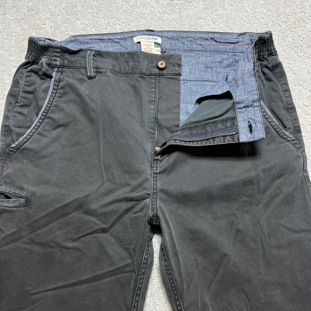 Carbon 2 Cobalt Chino Pants Mens 33 Black Washed Cargo‎ Pocket Stretch Straight